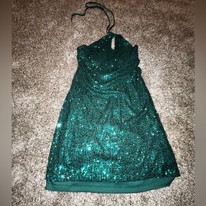Green halter neck homecoming dress